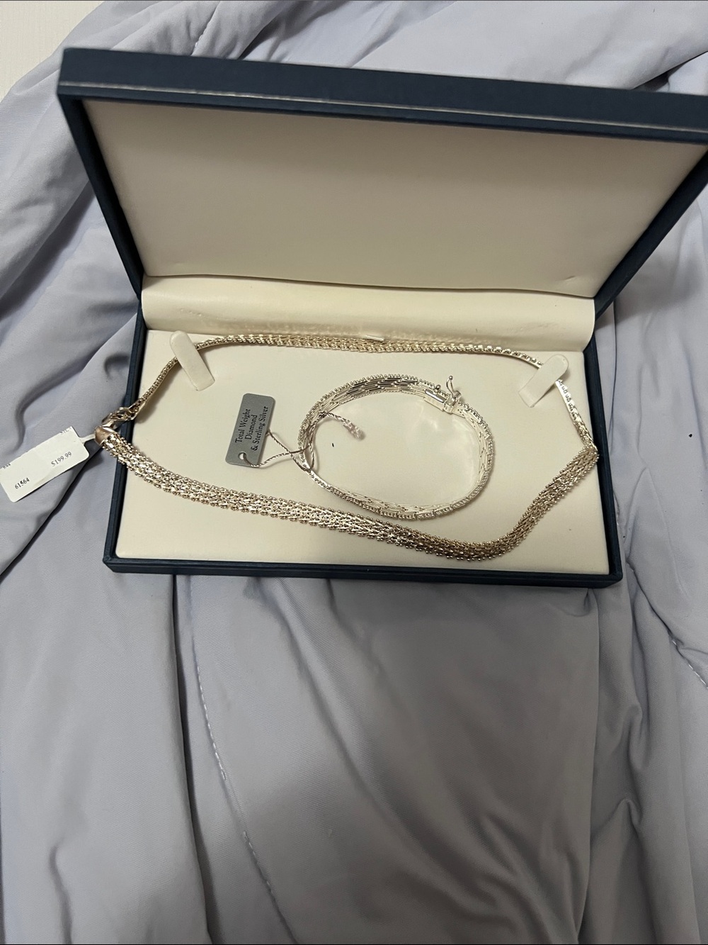 Multi-Strand Silver-Tone Necklace and Bracelet Set